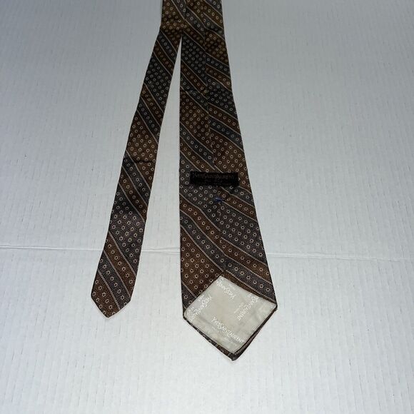 Yves Saint Laurent YSL Vintage Brown Gray Silk Men's Neck Tie - Picture 6 of 6
